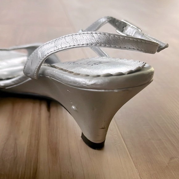 Michael & Bordeaux Silver Cubic Zirconia Slingback Wedge Heel - Picture 4 of 8